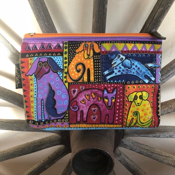Laurel Burch Handbags - LAUREL BURCH Dog Cat Tails Colorful Cosmetic Bag